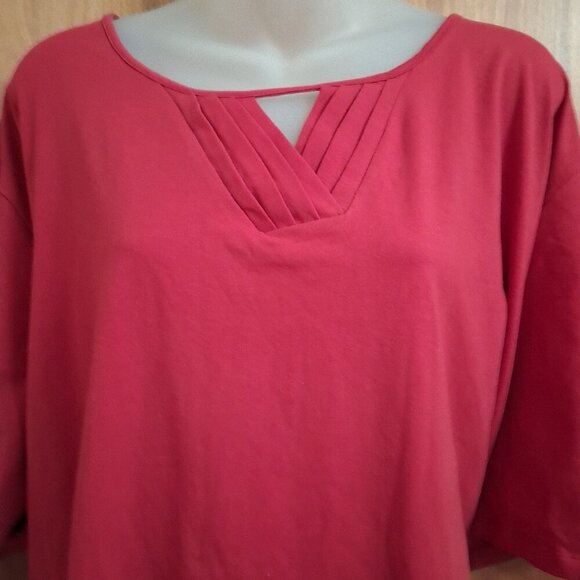 Catherines Suprema Collection women's tunic top red plus size 5X cotton - Picture 3 of 6